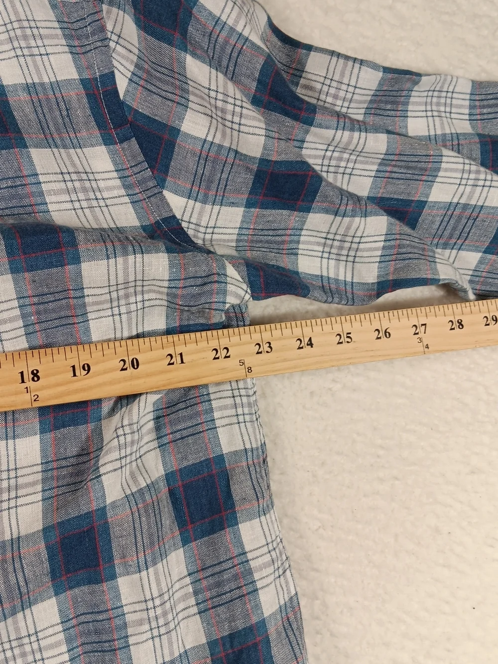 J Crew Shirt Mens XL Blue Baird McNutt Linen Irish Linen Chambray Plaid Nautical